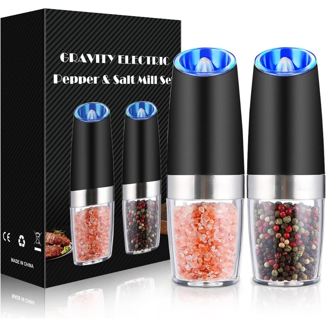 Electric Salt Pepper Grinder Set Rechargeable LED Gravity 3