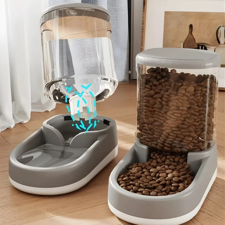 Automatic Food and Water Dispenser Set | Self-Refilling, Tilted Bowls | BPA-Free Plastic for Cats &amp; Small Dogs 3