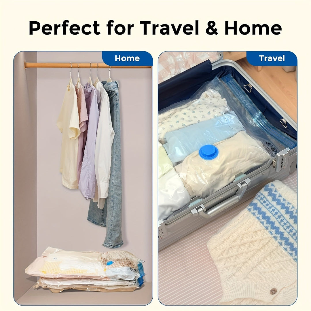 Vacuum Storage Bags Reusable Reinforced Double Zipper with Hand Pump