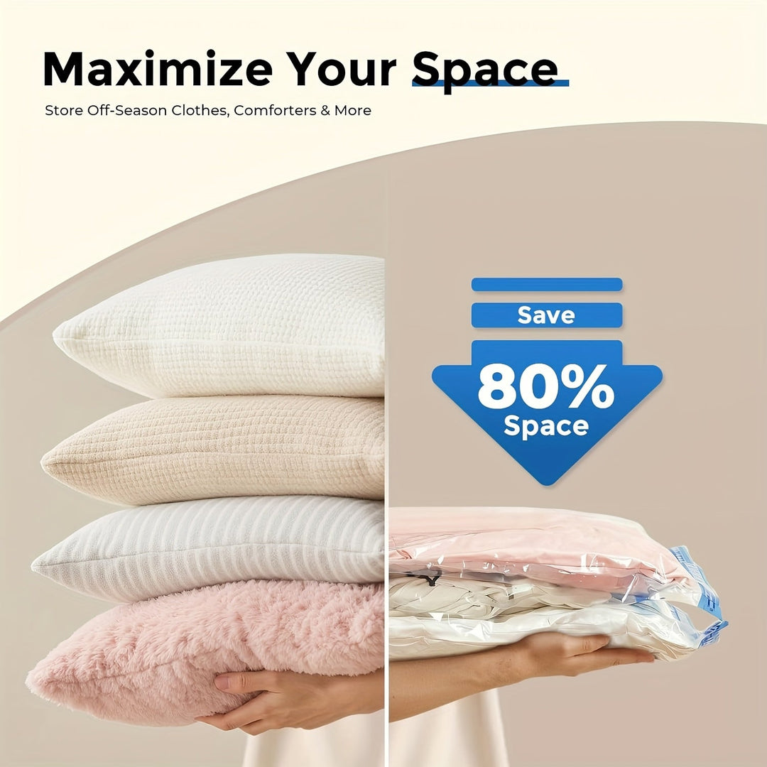 Vacuum Storage Bags Reusable Reinforced Double Zipper with Hand Pump