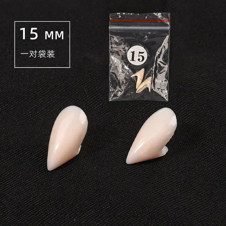 Vampire Fang Teeth Set Halloween Costume Accessory | 5 Pairs Resin Fangs with Fitting Glue | Reusable Cosplay Prop