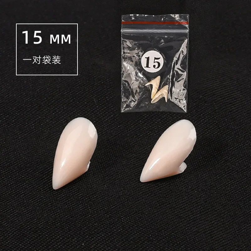 Vampire Fangs Halloween Costume Set | 5 Pairs with Solid Adhesive Included | Reusable Resin Denture Fangs for Cosplay Parties