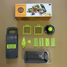 Vegetable Chopper Slicer Stainless Steel | 12-in-1 Set with 10 Interchangeable Blades | Dices, Slices, Shreds &amp; Juliennes