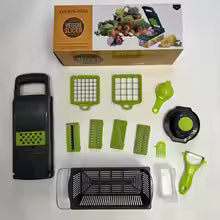 Vegetable Chopper Slicer Stainless Steel | 12-in-1 Set with 10 Interchangeable Blades | Dices, Slices, Shreds &amp; Juliennes