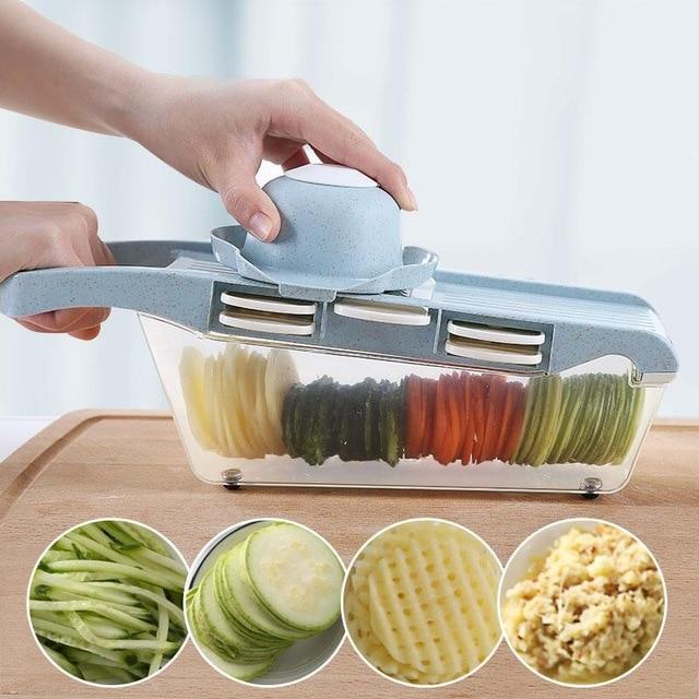Vegetable Slicer with Stainless Steel Blades | 7-in-1 Mandoline Slicer