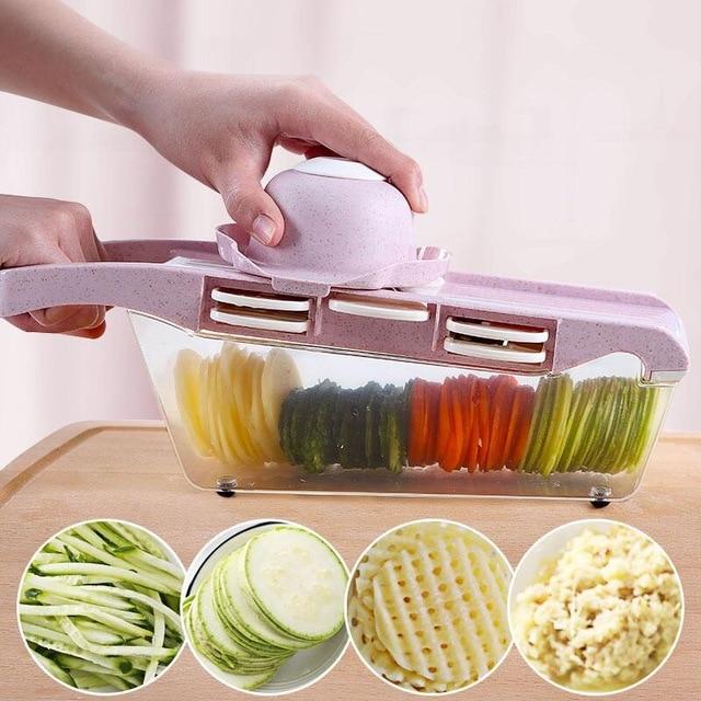 Vegetable Slicer with Stainless Steel Blades | 7-in-1 Mandoline Slicer
