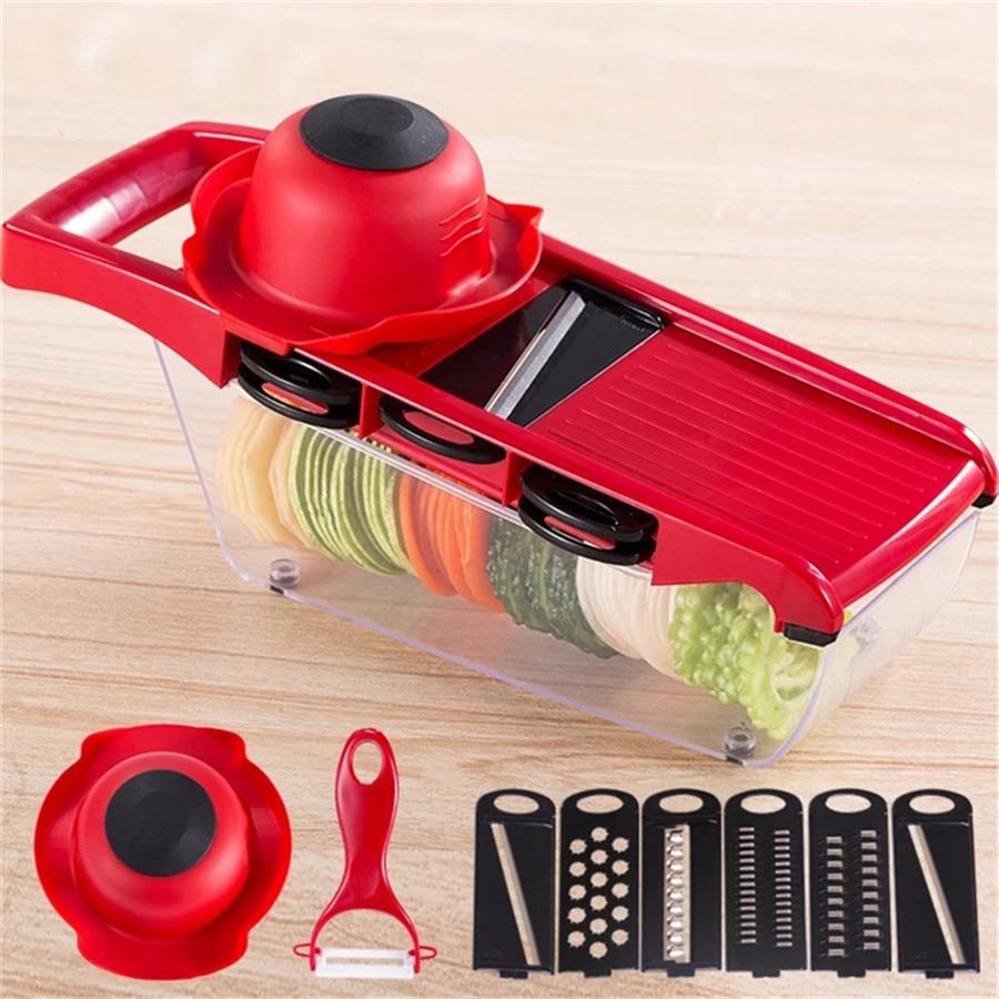 Vegetable Slicer with Stainless Steel Blades | 7-in-1 Mandoline Slicer