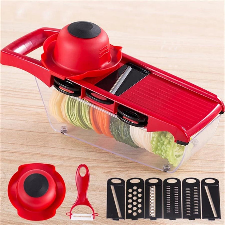 Vegetable Slicer with Stainless Steel Blades | 7-in-1 Mandoline Slicer