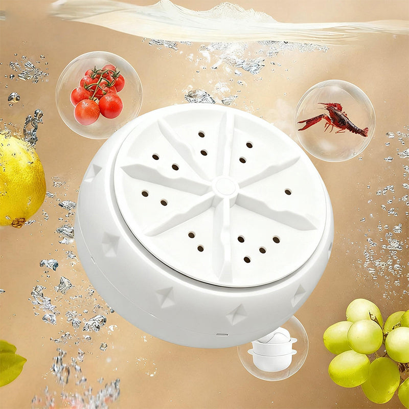 Vegetable Washer with Vortex Water Technology | USB-Powered 5V/2A | Waterproof Compact 10 x 7 cm, Fits Any Kitchen Drawer