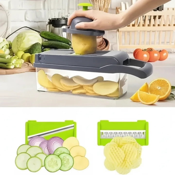 Vegetable slicer set with blades and collection container 2