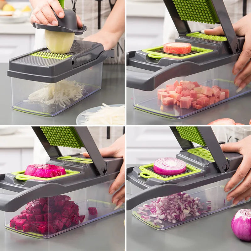Vegetable slicer set with blades and collection container 3