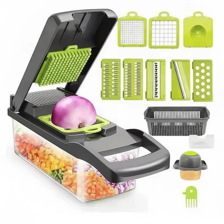 Vegetable slicer set with blades and collection container 4