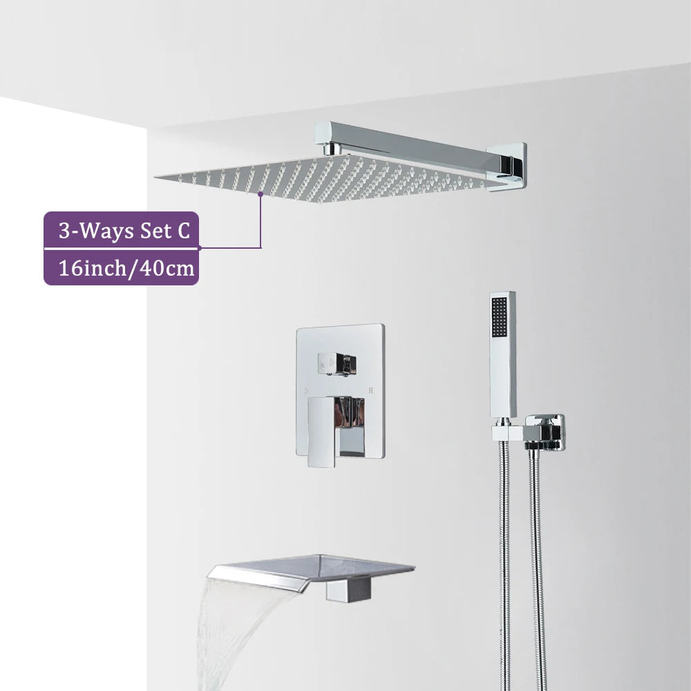 Versatile Shower System – Chrome Brass with Adjustable Rainfall Heads
