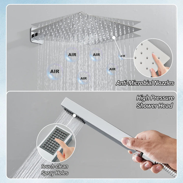 Versatile Shower System – Chrome Brass with Adjustable Rainfall Heads