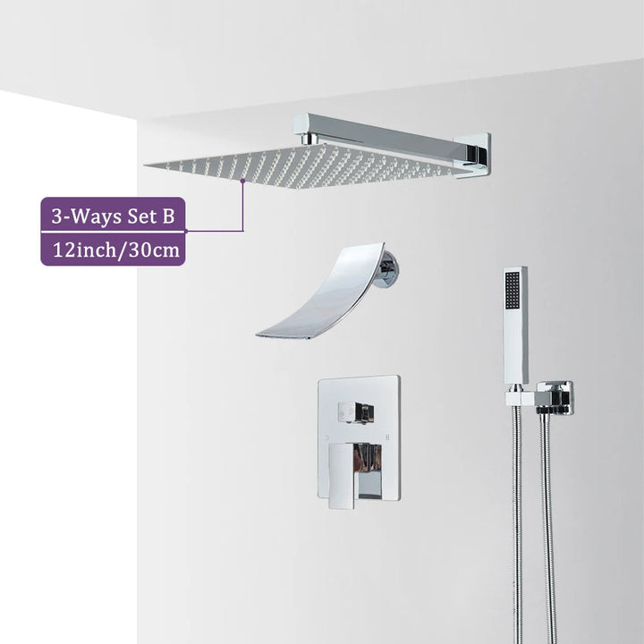 Versatile Shower System – Chrome Brass with Adjustable Rainfall Heads