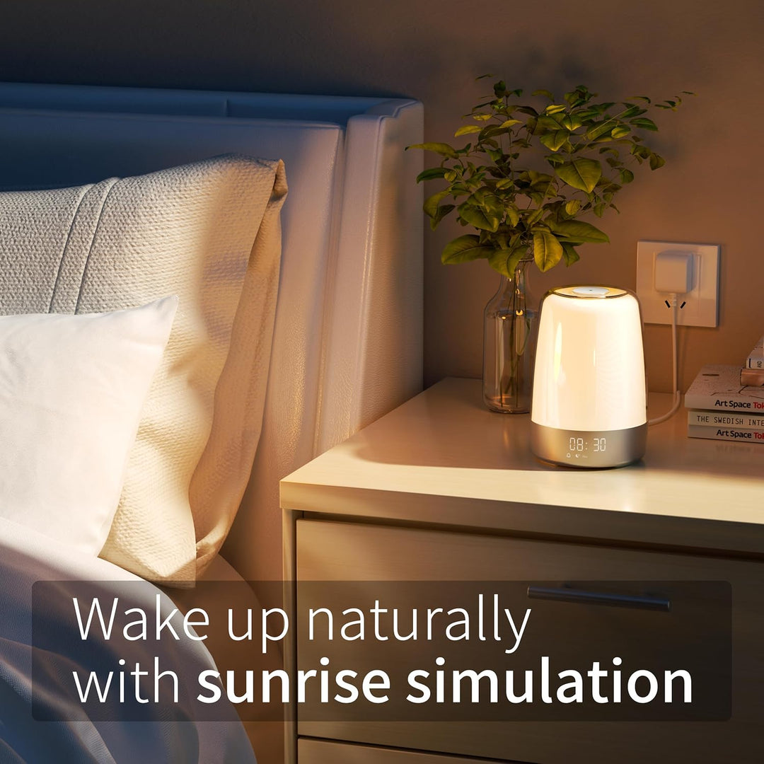Wake-Up Light Alarm Clock | Sunrise Simulation, Dual Alarms, 16 RGB Colours | 1500 mAh USB-C Rechargeable Battery