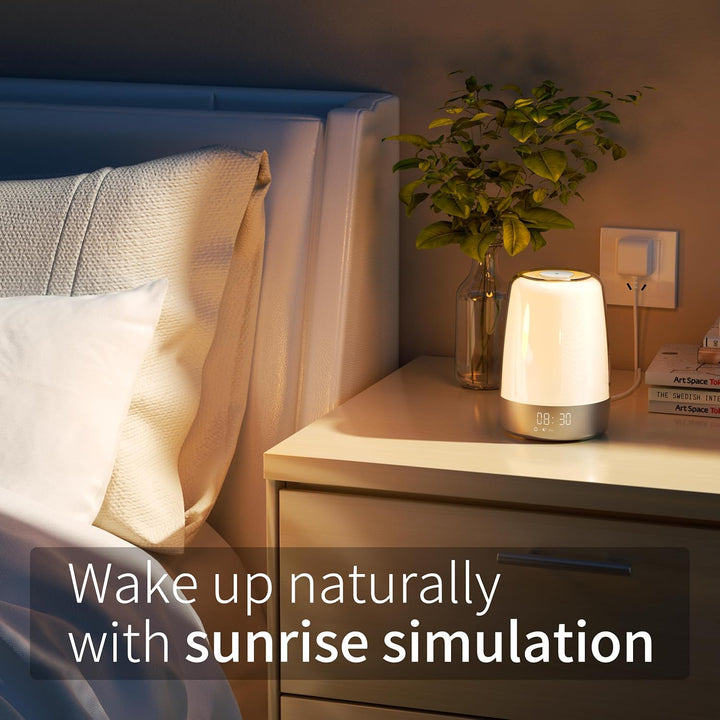 Wake-Up Light Alarm Clock | Sunrise Simulation, Dual Alarms, 16 RGB Colours | 1500 mAh USB-C Rechargeable Battery