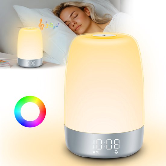 Wake-Up Light Alarm Clock | Sunrise Simulation, Dual Alarms, 16 RGB Colours | 1500 mAh USB-C Rechargeable Battery