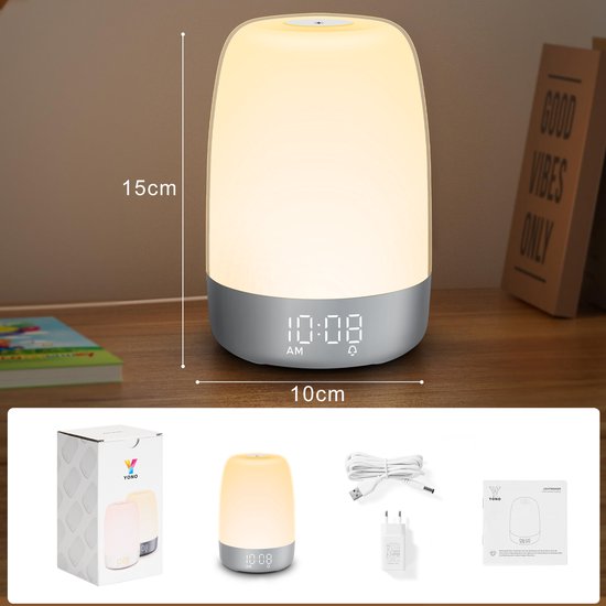 Wake-Up Light Alarm Clock | Sunrise Simulation, Dual Alarms, 16 RGB Colours | 1500 mAh USB-C Rechargeable Battery