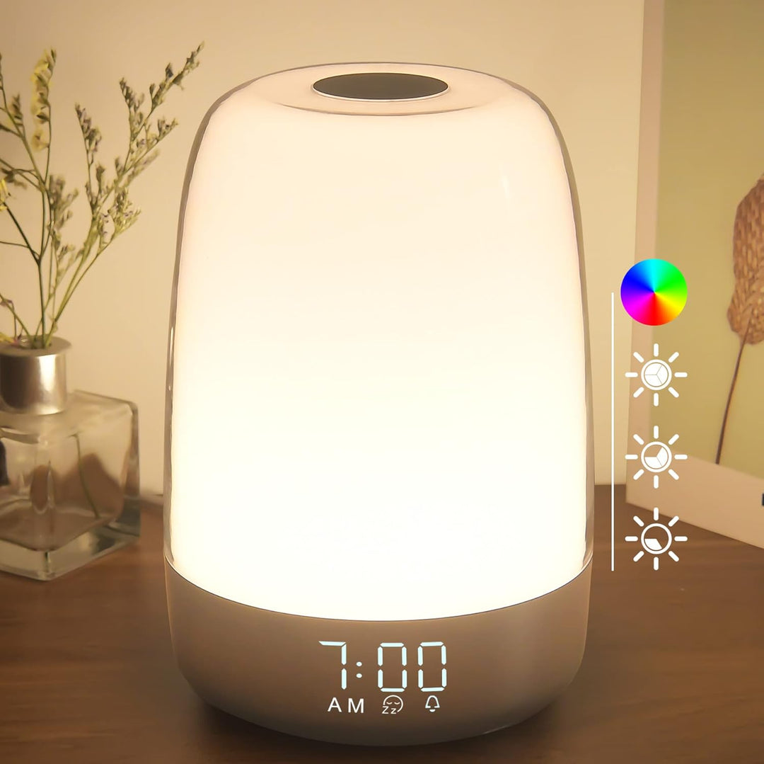 Wake-Up Light Alarm Clock | Sunrise Simulation, Dual Alarms, 16 RGB Colours | 1500 mAh USB-C Rechargeable Battery