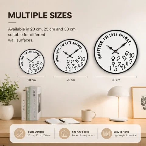 Wall Clock | Fallen Jumbled Numbers, Curved Slogan Face