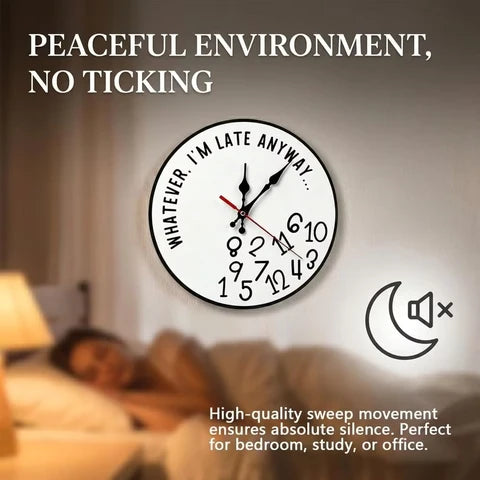 Wall Clock | Fallen Jumbled Numbers, Curved Slogan Face