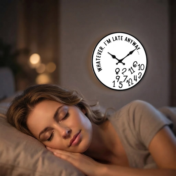 Wall Clock | Fallen Jumbled Numbers, Curved Slogan Face