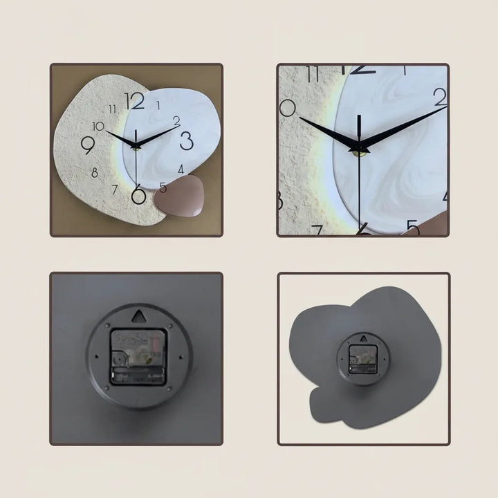 Wall Clock with Organic Shape | Beige &amp; White Silent Quartz