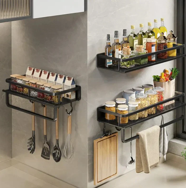 Wall-Mounted Kitchen Organizer | Slim Shelf, Towel Rail