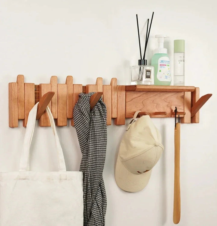 Wall-Mounted Solid Wood Coat Rack