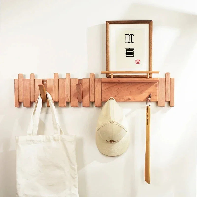 Wall-Mounted Solid Wood Coat Rack