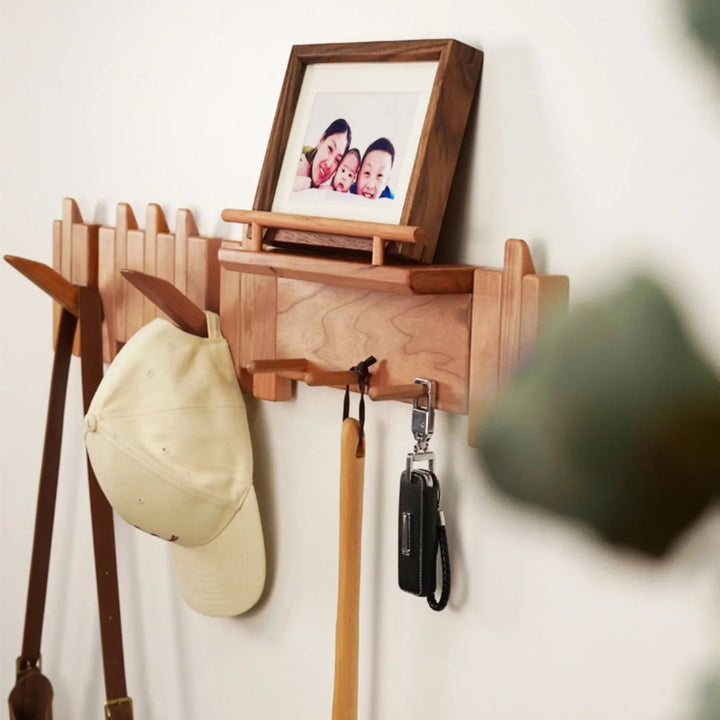 Wall-Mounted Solid Wood Coat Rack