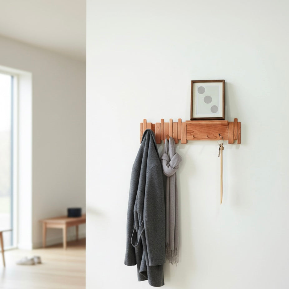 Wall-Mounted Solid Wood Coat Rack