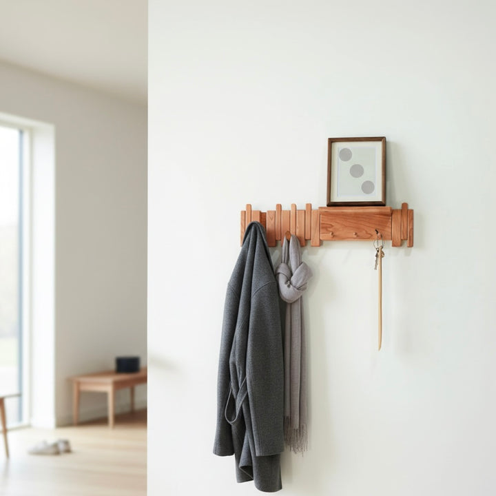 Wall-Mounted Solid Wood Coat Rack