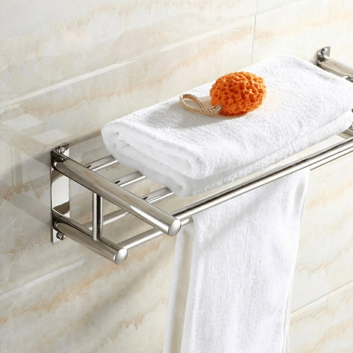 Wall-Mounted Towel Rack | Stainless Steel | Polished Chrome | 5 Hooks | 60x22x14cm | Bathroom