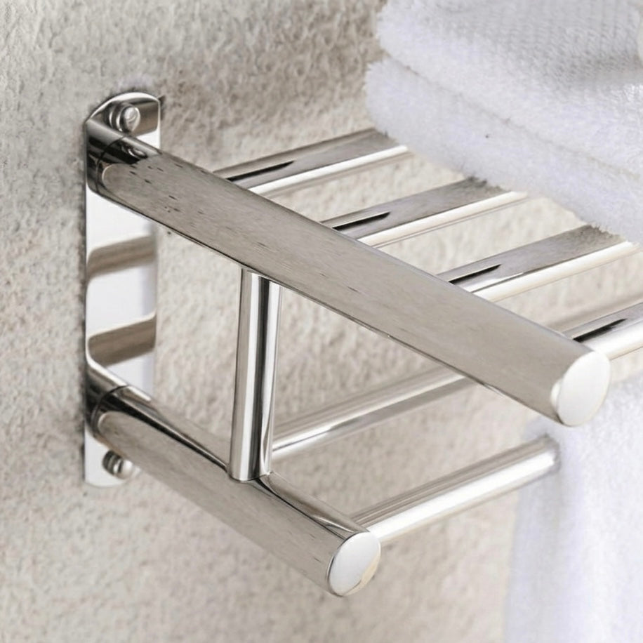 Wall-Mounted Towel Rack | Stainless Steel | Polished Chrome | 5 Hooks | 60x22x14cm | Bathroom