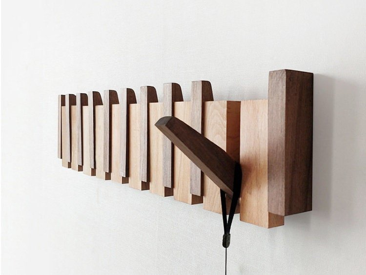 Wall-Mounted Wooden Coat Rack | HarmonyHold Fold-Down Hook Organizer