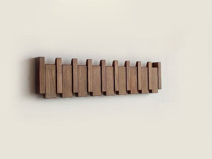Wall-Mounted Wooden Coat Rack | HarmonyHold Fold-Down Hook Organizer