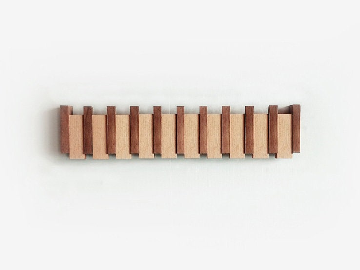 Wall-Mounted Wooden Coat Rack | HarmonyHold Fold-Down Hook Organizer