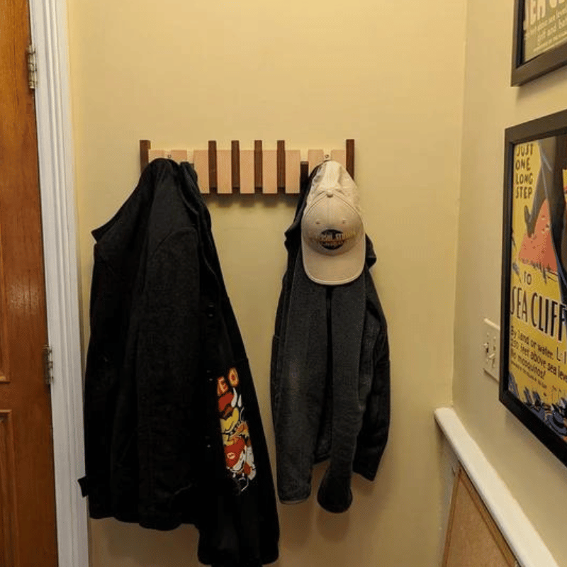 Wall-Mounted Wooden Coat Rack | HarmonyHold Fold-Down Hook Organizer