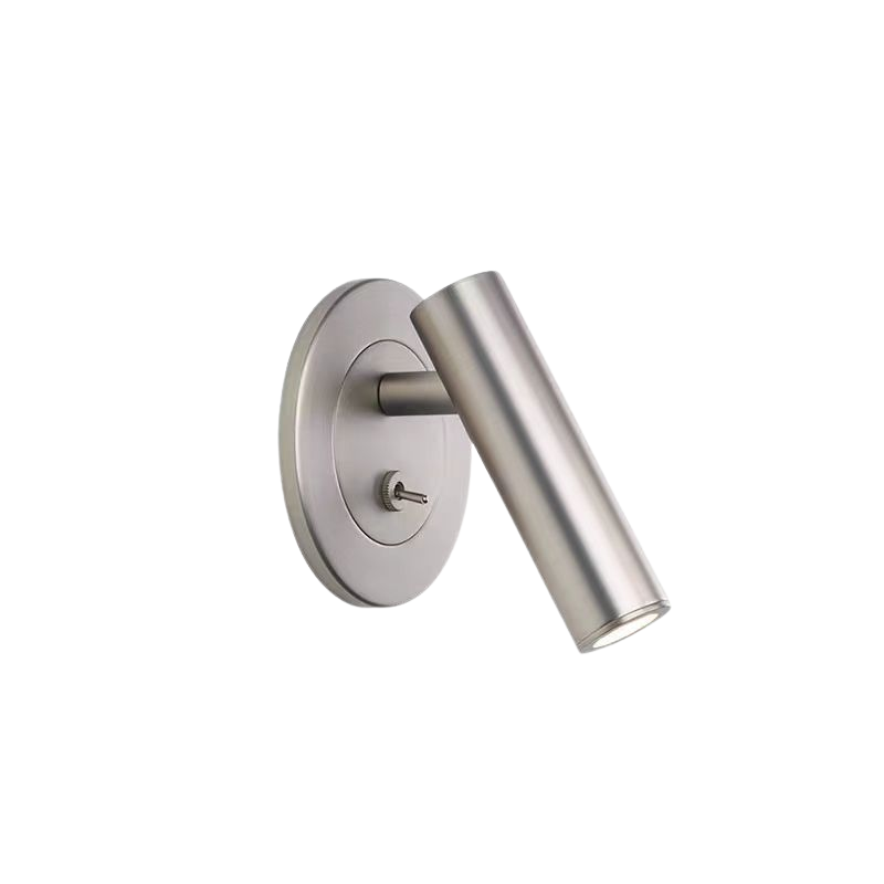 Wall Reading Lamp | Pivoting Cylinder Head, Round Plate