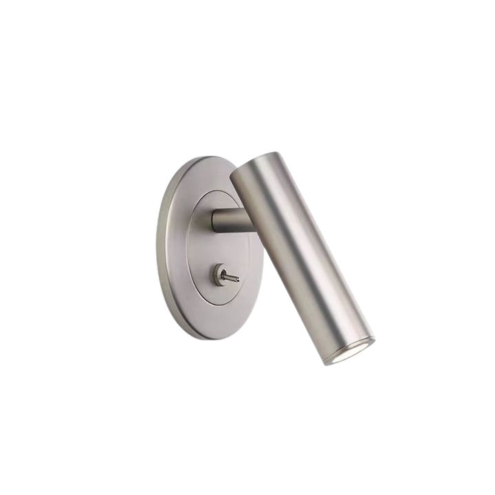 Wall Reading Lamp | Pivoting Cylinder Head, Round Plate