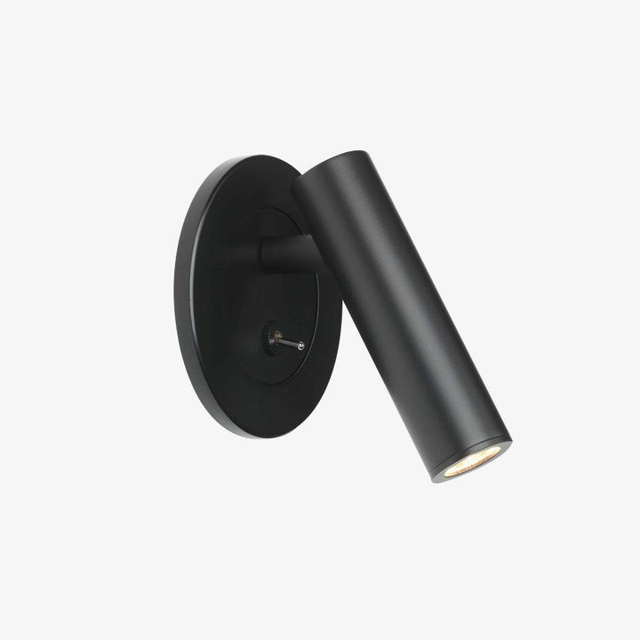 Wall Reading Lamp | Pivoting Cylinder Head, Round Plate