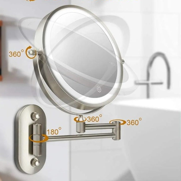 Wall Mounted Makeup Mirror | Double Sided Magnifying Swivel Extendable Arm 5