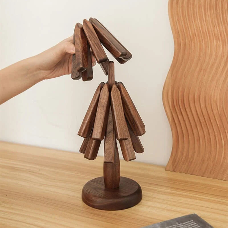 Walnut Tree Mat | Folding Trivet, Stands As A Tree