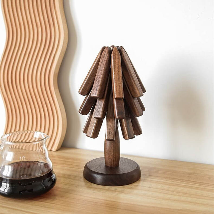 Walnut Tree Mat | Folding Trivet, Stands As A Tree