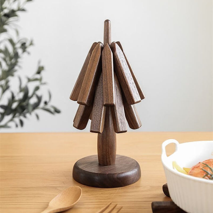 Walnut Tree Mat | Folding Trivet, Stands As A Tree