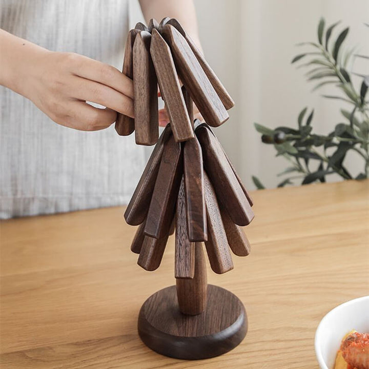 Walnut Tree Mat | Folding Trivet, Stands As A Tree