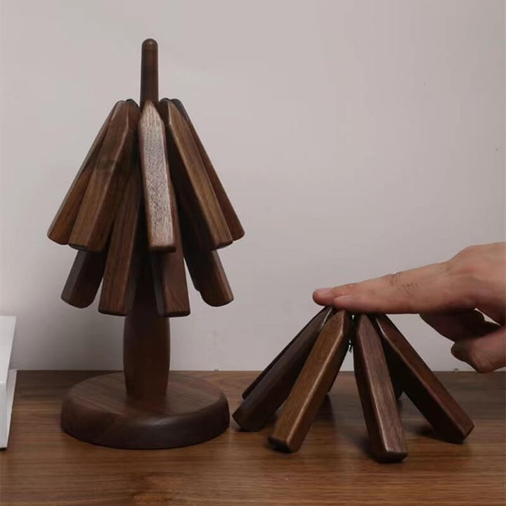 Walnut Tree Mat | Folding Trivet, Stands As A Tree