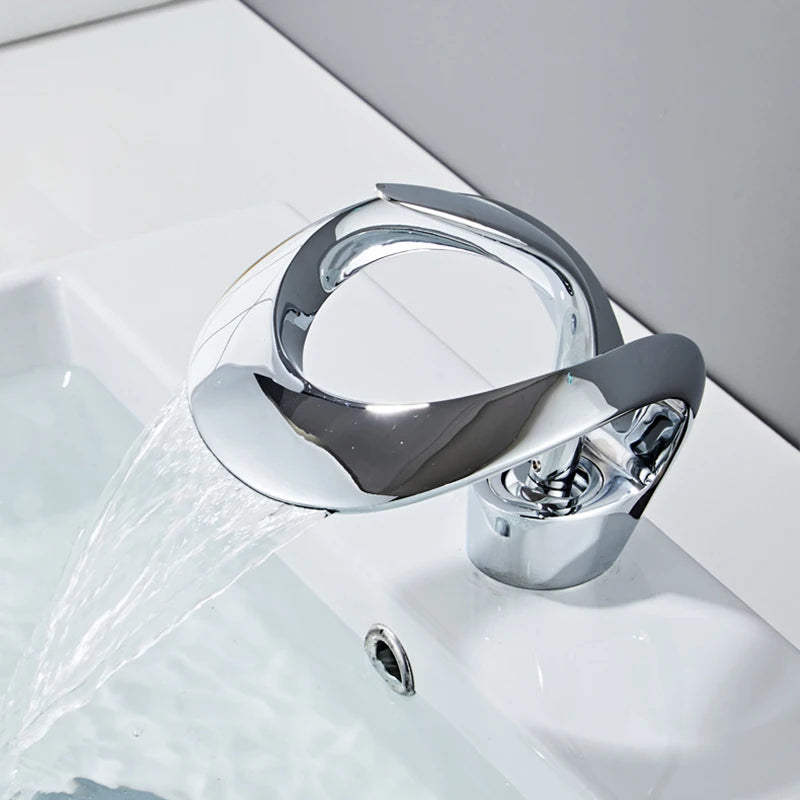 Waterfall Bathroom Faucet | Premium Brass Finish for Modern Vanities